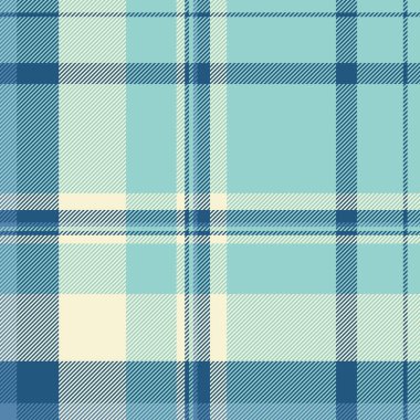 İnanılmaz vektörsüz doku, ekose kumaş modeli. Krallık tartan arkaplan denetimi ışık ve cyan renk paleti tekstil.