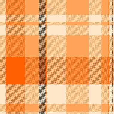 1960 'larda ekoseli kumaş, sakin vektör kontrolü. Turuncu ve bisk rengi palet ile seksi tartan kumaş deseni.