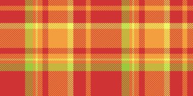 Sade tartan ekose arka plan, kartpostal vektör desenli kumaş. Basit tekstil dokusu kırmızı ve turuncu renk paletinde kusursuz kontrol.