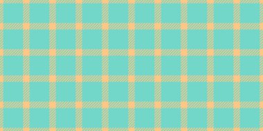 Sıcak ekose desenli arka plan, doğum günü kontrol tekstili. Makara kumaş vektörü turuncu ve gök mavisi paleti ile dikişsiz tartan.