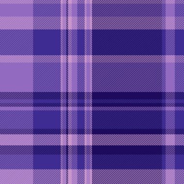 Çivit ve menekşe renklerinde tekstil dikişsiz arkaplanı olan kumaş dokusu tartanın ekoseli vektör kontrolü.