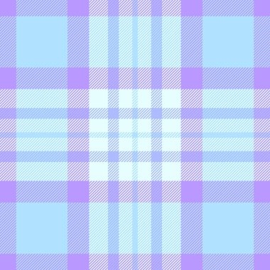 Kumaş şablonunu, tebrik kartı ekose vektörünü kontrol et. Cyan ve indigo renk paletinde cinsel arkaplan tekstil dikişsiz dokusu.