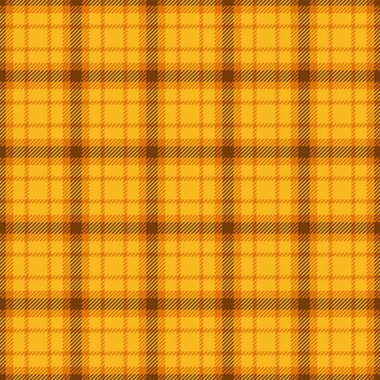 Romantik kumaş dokusu, kurdele kontrol vektörü. Turuncu ve kehribar rengi palet ile, şehvetli, dikişsiz tartan kumaş deseni..
