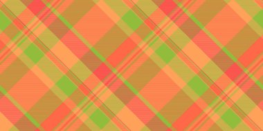 Takım elbise kumaşı kusursuz desen, oda vektör dokusunu kontrol et. Turuncu ve yeşil renk paleti ile en iyi ekose arka plan tartan tekstili.
