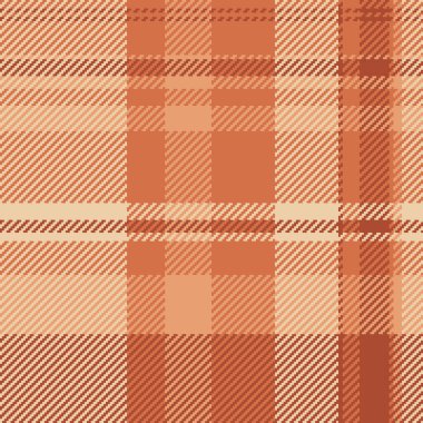 Battaniye arkaplan kumaş vektörü, güzel desen desenli ekose. Turuncu ve açık renk paleti ile kusursuz tekstil tartan denetimi.