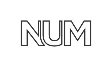 NUM logo tasarım şablonu güçlü ve modern kalın metinlerle. Basit ve minimal tipografi içeren ilk tabanlı vektör logosu. Moda şirket kimliği.