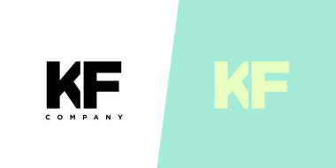 K ve F harfleri, KF logo tasarım şablonu. İlk tabanlı asgari monogram logosu.