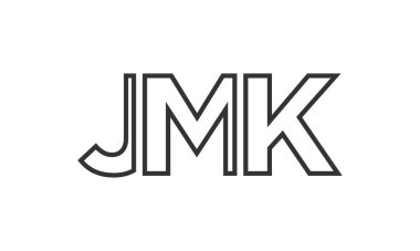 JMK logo tasarım şablonu güçlü ve modern kalın metinlerle. Basit ve minimal tipografi içeren ilk tabanlı vektör logosu. Moda şirket kimliği.