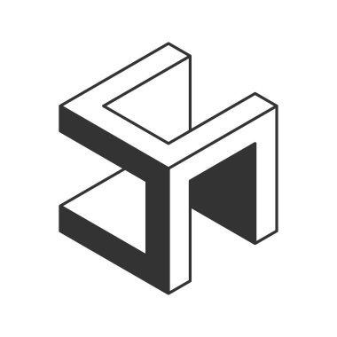 Küp logosu, geometrik vektör tasarımı. Siyah ve beyaz kutu logotip şirketi, izometrik 3 boyutlu teknoloji amblemi..