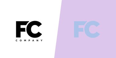 F ve C harfi, FC logo tasarım şablonu. İlk tabanlı asgari monogram logosu.