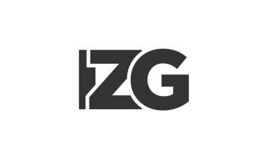 IZG logo tasarım şablonu güçlü ve modern kalın metinlerle. Basit ve minimal tipografi içeren ilk tabanlı vektör logosu. Moda şirket kimliği.