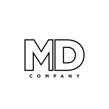 Moda harfi M ve D, MD logo tasarım şablonu. Şirket kimliği için asgari monogram tabanlı logotype.