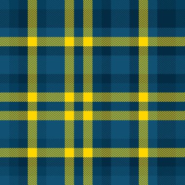 Yaş ekose kumaş kontrolü, üstsüz vektör tartan. Atlantik ve Cyan renk paletinde ince tekstil arkaplan deseni.