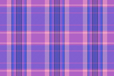 Masa örtüsü desensiz, yemek odası ekoseli tekstil kontrolü. Pahalı arka plan kumaş kumaş mavi ve mor renk paleti.