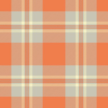 Özel tartan tekstil kontrolü, felçli kumaş arkaplan modeli. Pastel ve turuncu renk paletinde kusursuz desenli ekoseli Şükran Günü vektörü.