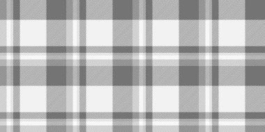 Geliştirme tartan arka plan, eğrisiz doku ekoseli. Beyaz ve orta gri renk paletinde klasik vektör dokusu deseni.