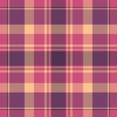 Tatil kumaşı desenli ekose, seçmeli tartan vektör arka planı. Şükran Günü desensiz pembe ve turuncu renkli tekstil kontrolü.