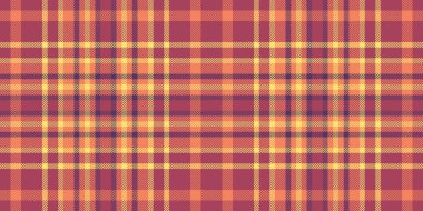Yaşlanmış vektörsüz doku, geometrik tartan kumaş kontrolü. Kırmızı ve sarı renk paletinde ekoseli ekose arkaplan deseni.