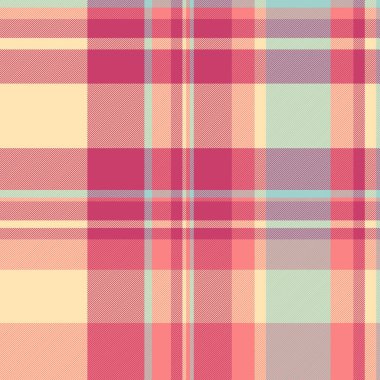 Etnik kontrol tekstili, merasim kumaşı dikişsiz. İnce ekose vektör arkaplan dokusu kırmızı ve mokasen renk paletinde.