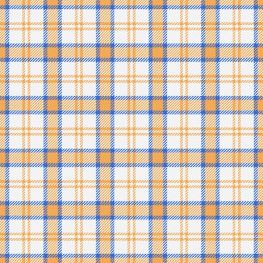 Çizgili ekose kumaş, tekrarlayan tekstil arka plan tartanı. Beyaz ve turuncu renk paletinde vektör dokusu olmayan desen gönder.