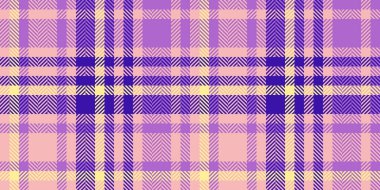 Renk vektör şablonu arka plan, hippi tekstil kontrol dokusu. Halı tartan ekoseli kumaş, parlak ve mor renk paleti..