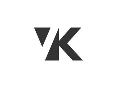 VK yaratıcı geometrik başlangıç tabanlı modern ve minimal logo. Vk harfi modayı takip eden yazı tipleri.
