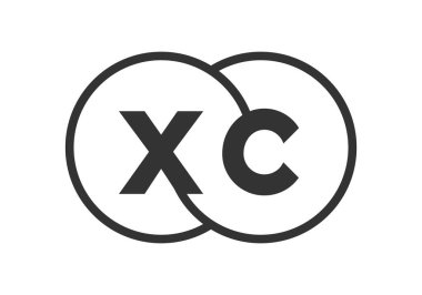 XC şirket amblemi, ana hatlı mermiler ve iki birleşik dairenin logo şablonu, marka kimliği, logoti. Vektör Sonsuzluk sembolü