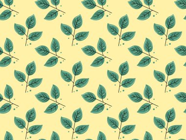 El çizimi çiçek desenli vektör tasarımı. Bitki ve yaprak ile basit bir süs. Kumaş baskı kumaşı.