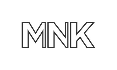 MNK logo tasarım şablonu güçlü ve modern kalın metin ile. Basit ve minimal tipografi içeren ilk tabanlı vektör logosu. Moda şirket kimliği.