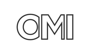 OMI logo tasarım şablonu güçlü ve modern kalın metinlerle. Basit ve minimal tipografi içeren ilk tabanlı vektör logosu. Moda şirket kimliği.