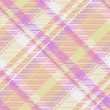 Dekorasyonsuz tartan tekstil, tarz vektör kontrolü. Aydınlık ve beyaz renk paletinde örtülü kumaş ekose arkaplan.