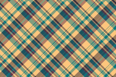 Bufalo desenli ekose kumaş, tartan desenli, dikişsiz. Turuncu ve cyan renk paletinde seçili arka plan tekstil vektörü.