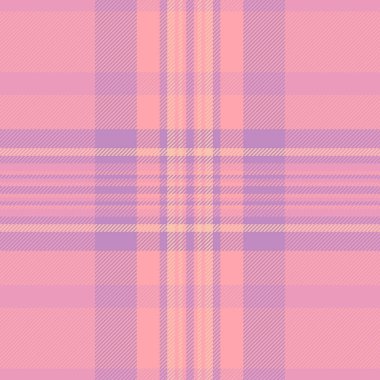 Tartan arka planı, ekose kumaş çizimi. Kumaş dokusu kırmızı ve pembe renk paletinde dikişsiz tekstil denetimi.