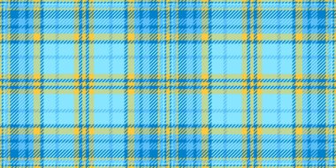 Dikilmiş ekose kumaş dokusu, mevsimsel kontrol arka plan kumaşı. Cyan ve kehribar renk paletinde sınırsız ekose desen vektörü.