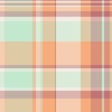 Üst sınıf ekoseli tartan ekoseli tartsız vektör kontrolü. Olgun desenli tekstil kumaşı ışık ve turuncu renk paletinde.
