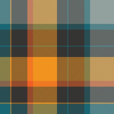 Mutlu noeller kumaş taşıyıcısı, iplik desenli tartan. Gri ve turuncu renkte ekoseli sonbahar tekstil deseni paleti.