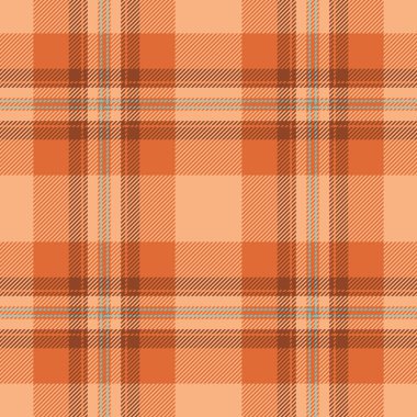 Güçlü tartan kumaş, dekorasyon ekose kontrol vektörü. Turuncu ve cyan renk paletinde renksiz tekstil deseni.