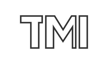 Güçlü ve modern kalın metinli TMI logo tasarım şablonu. Basit ve minimal tipografi içeren ilk tabanlı vektör logosu. Moda şirket kimliği.