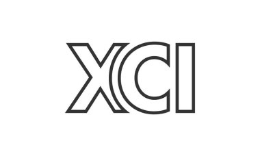 Güçlü ve modern kalın metinli XCI logo tasarım şablonu. Basit ve minimal tipografi içeren ilk tabanlı vektör logosu. Moda şirket kimliği.