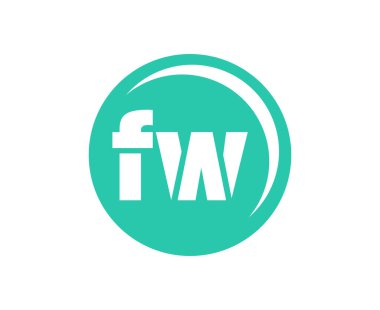 FW spor amblemi ya da takım logosu. Top mağazası, spor şirketi, eğitim ve kulüp rozeti için F ve W harflerinin kombinasyonlu top logosu..