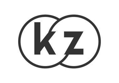 Ana hatları yuvarlak ve k z harfleriyle KZ şirketinin amblemi. Marka kimliği için birleşmiş iki dairenin logo şablonu, logotip. Vektör Sonsuzluk sembolü