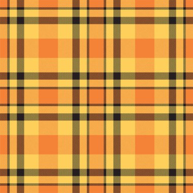 Ekose desenli turuncu. Kumaş dokusunu kontrol et. Vektör tekstil baskı tasarımı.