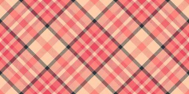 Sessiz arkaplan desenli ekose, kat vektörü pürüzsüz kumaş. Idyllic desen tartan tekstil denetimi kırmızı ve turuncu renk paleti.