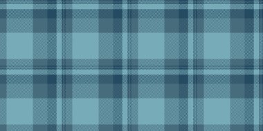 Nostalji tekstil modeli vektörü, Kanadalı tartan dokusu kontrolü. Cyan renk paletinde profesyonel kusursuz arka plan ekose kumaşı.