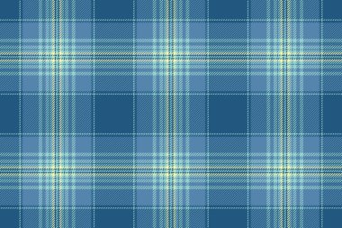 Erkek tekstil kontrolü vektörü, iç çamaşırı dikişsiz kumaş tartan. Yumuşak ekose desenli arkaplan dokusu cyan ve açık renk paletinde.