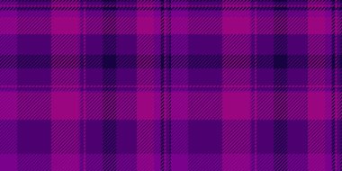Düzensiz vektör kontrolü, ambalaj desenli kumaş ekoseli. Döşeme tartan arkaplan dokusu mor ve pembe renk paletinde.