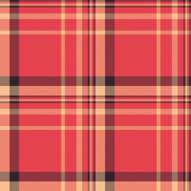 Ekose desenli arka plan, endüstride kusursuz kumaş. Hediye kartı tartan desen vektör kontrol kırmızı ve turuncu renk paleti.