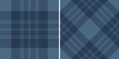 Kalıplı kumaştan yapılmış tekstil ekose kumaş. Kusursuz bir vektör dokusu var. Soğuk renklerde olsun. Yaratıcı projeler için not defteri fikirleri.