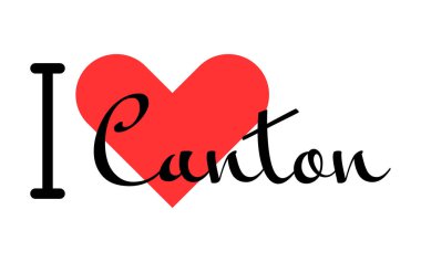 Canton Baltimore USA 'yı seviyorum. Kırmızı kalpli el yazısıyla yazılmış mektuplar. Vektör illüstrasyonu, modern tasarım harfleri
