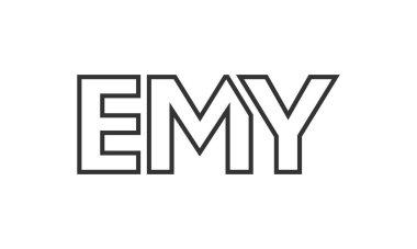 EMY logo tasarım şablonu güçlü ve modern kalın metinlerle. Basit ve minimal tipografi içeren ilk tabanlı vektör logosu. Moda şirket kimliği.